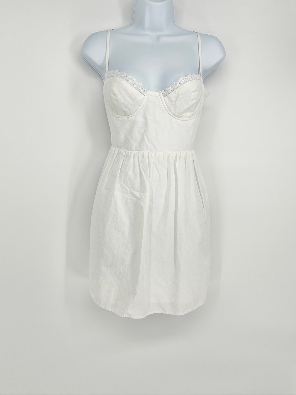 Princess Polly Lyonne White Cotton Eyelet Trim Corset Bustier Mini Dress Size 6